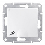 Розетка с заземлением со шторками с крышкой Sedna белая