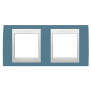 Рамка Unica хамелеон 2 поста горизонтальная синий/белая