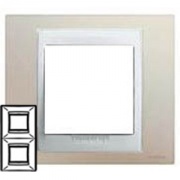 Рамка Unica хамелеон 2 поста вертикальная песчаный/белая