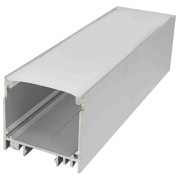 08-23 Профиль алюминиевый для светодиодной ленты, анод., П-образный , универсальный, серебро, 35х32мм, 2м, шир. ленты до 25мм, индивидуальная упаковка (рассеиватель матовый, заглушки - 2шт.).