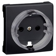 Накладка на розетку c заземлением, с защитными шторками Simon 73 Loft, графит